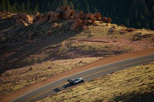 The Volkswagen I.D. R Pikes Peak in full livery testing in Colorado