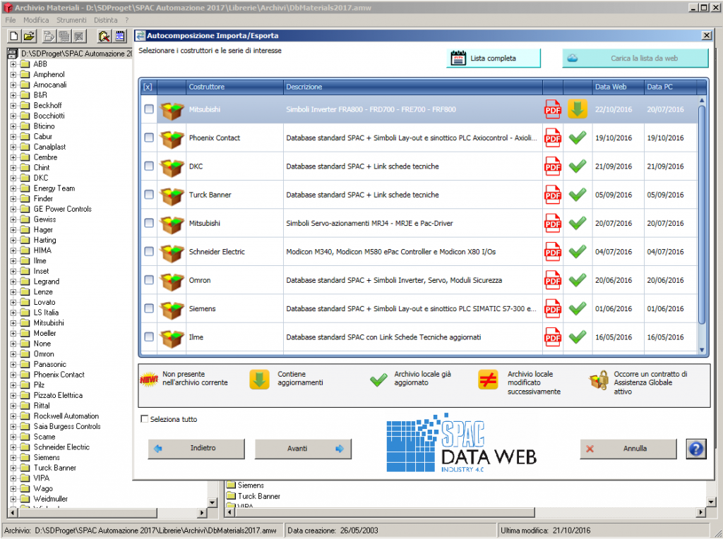 Database sempre aggiornato con SPAC Data Web