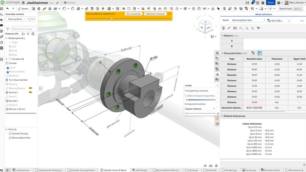 Nuove funzionalità di Model-Based Definition in Onshape