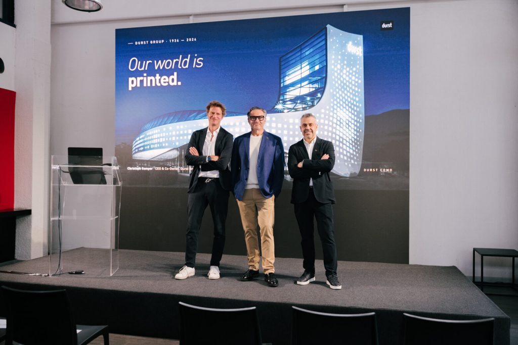 Harald Oberrauch, Presidente di Durst Group, Christoph Gamper, CEO e Co-Owner di Durst Group, Alessandro Manes, Director Global Sales Industrial Textile, Durst Group